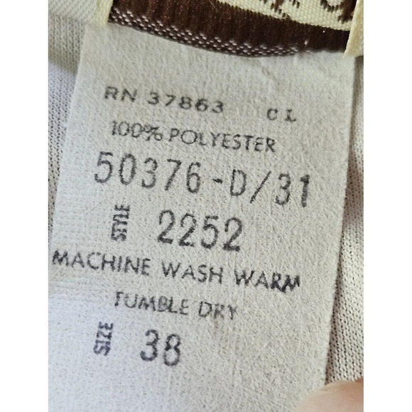 Vintage Sears Tan Beige Floral Dress Size L (38 Chest) No Belt Secretary Office - Picture 4 of 10